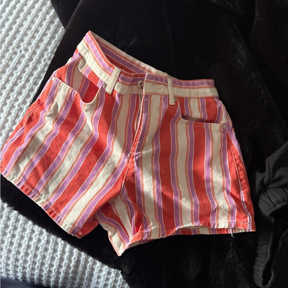 Striped Orange and Purple Women's Shorts